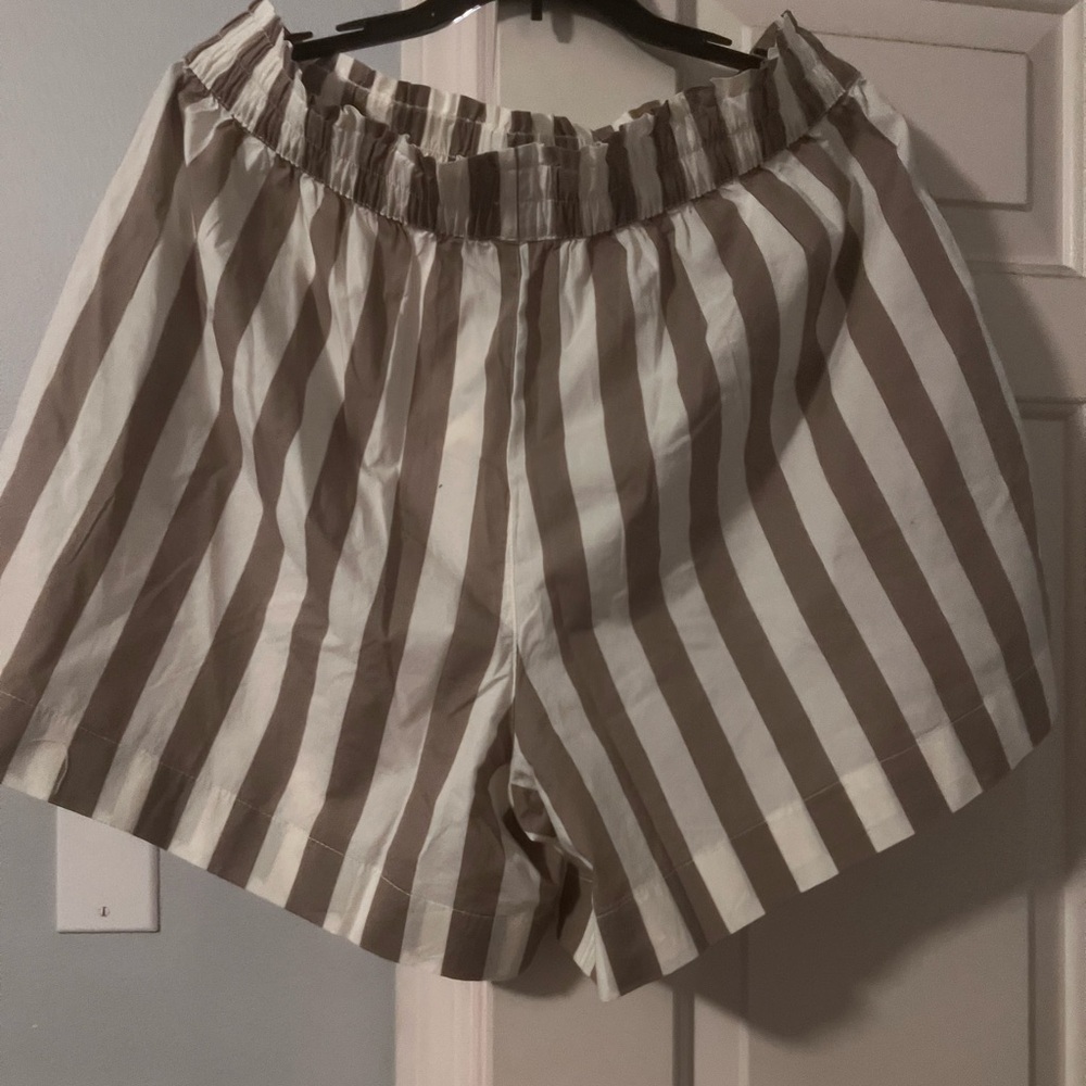 NEW! Aerie High Waist Striped Tan and White Shorts